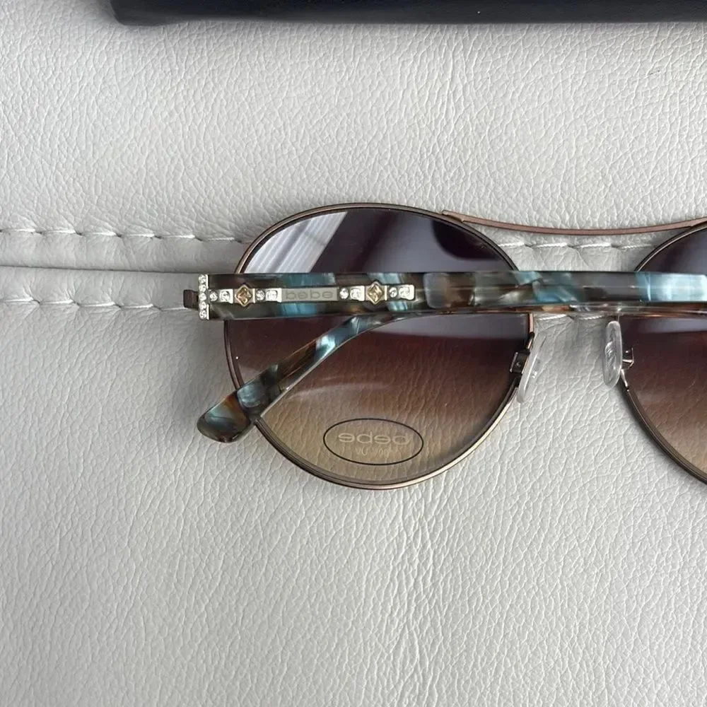 Bebe Round Sunglasses with Swarovski Crystals